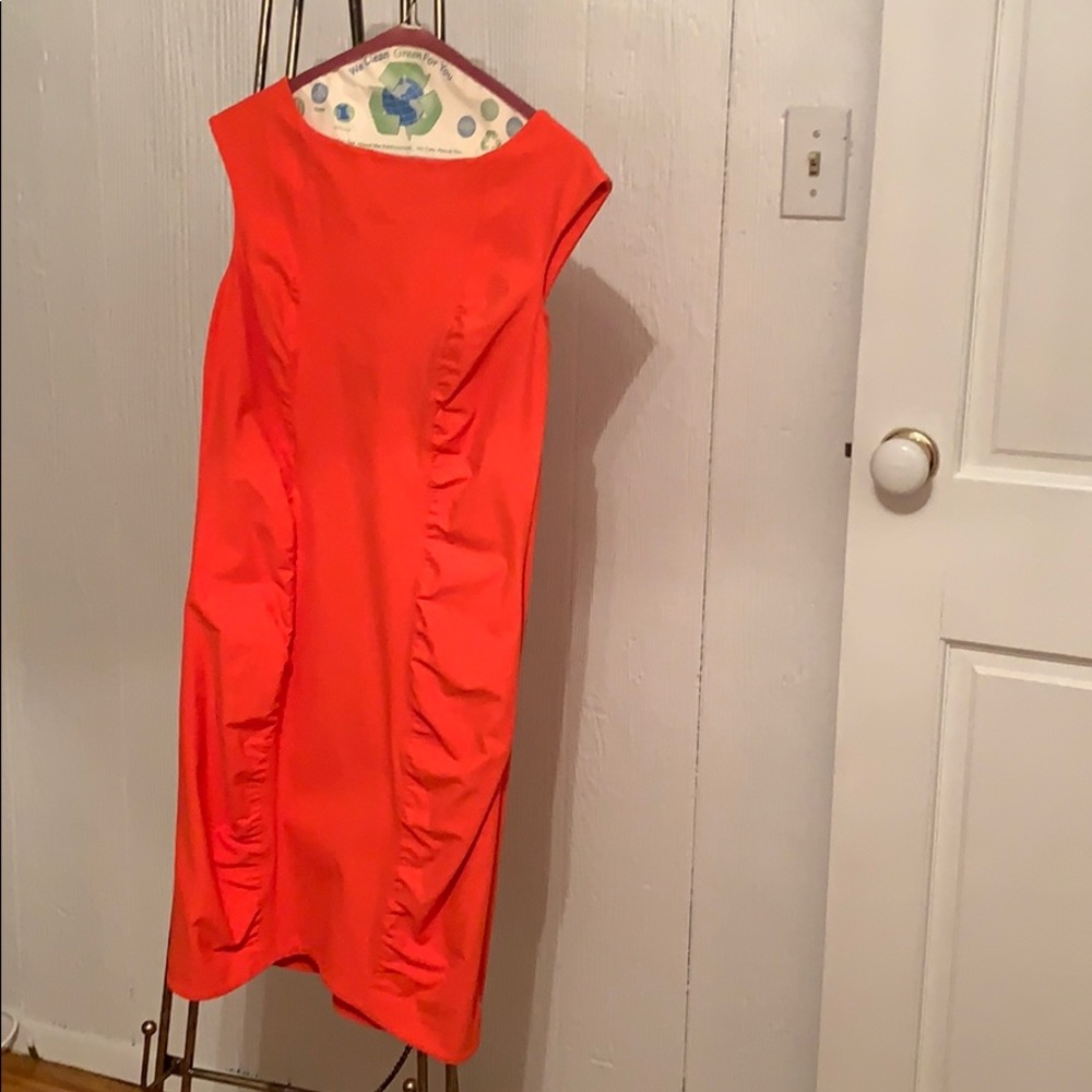 Stretchy sexy orange dress.